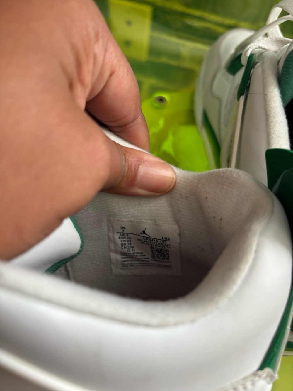 Jordan White, Green & Red Retro Athletic Sneakers - Picture 6 of 6